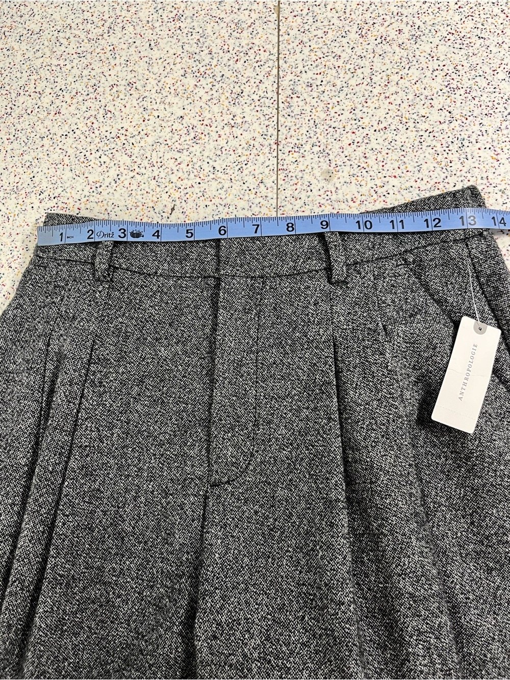 Anthropologie Maeve The Avery Pleated Wide-Leg Tweed Lace Trousers Gray Size XS - Picture 6 of 8